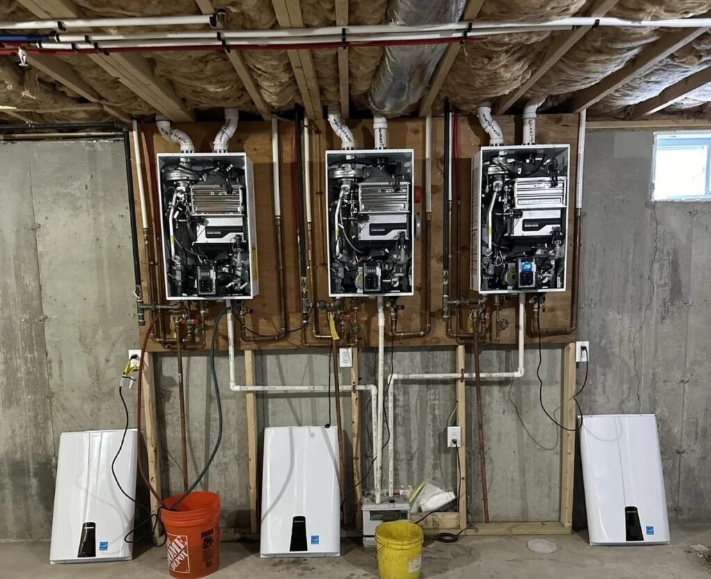 Plumber servicing a tank water heater