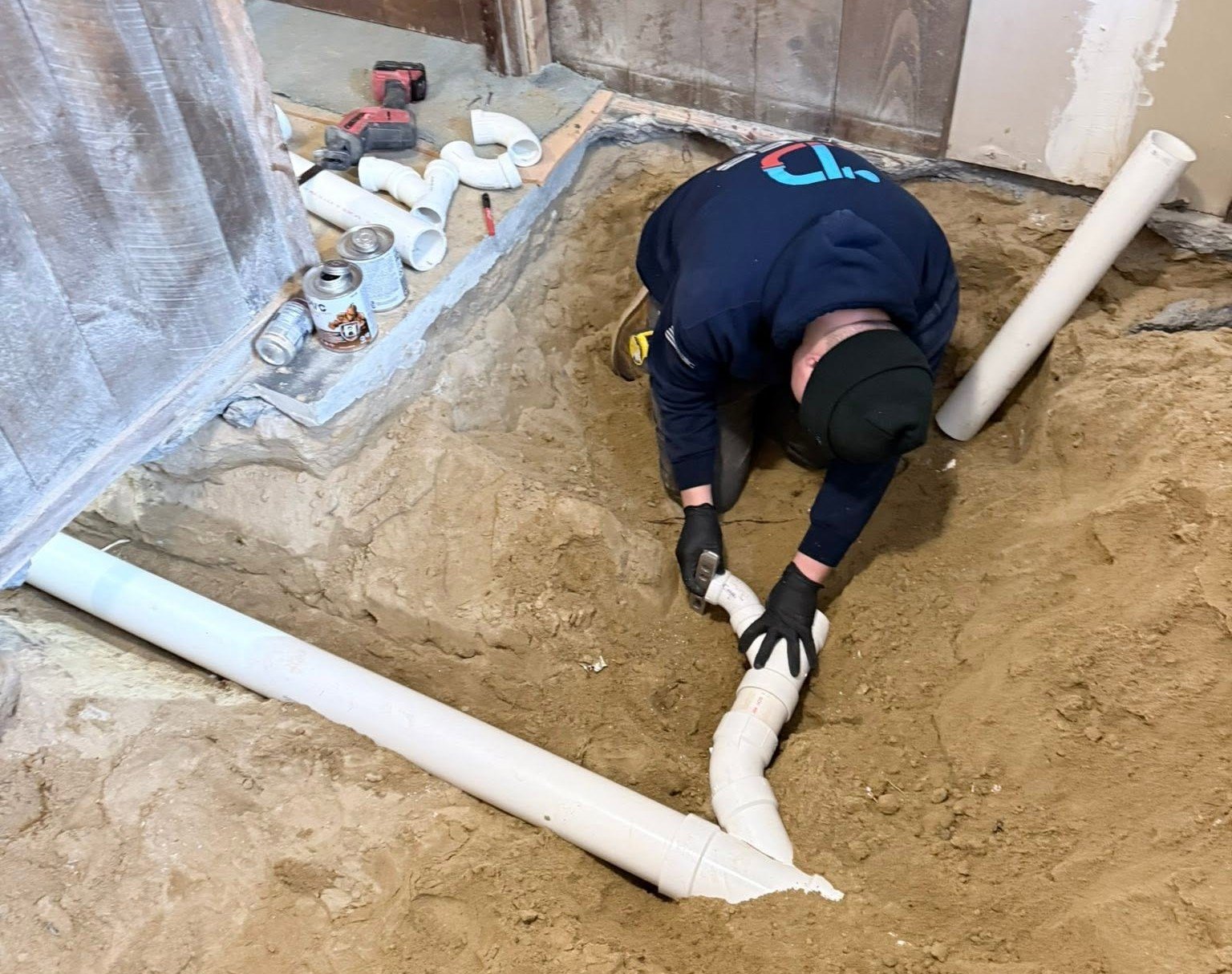 sewer line connections for new construction